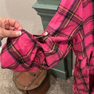 Fancyinn Pink Plaid Women's Top